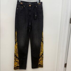 Versace Black and Gold Flare Jeans